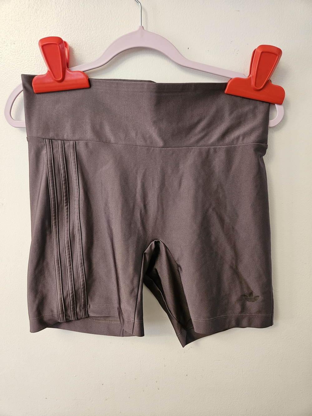 Adidas Gray Bicycle Shorts with Three Stripes On Right Leg